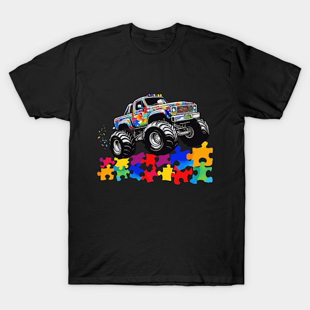 Kids Monster Truck Puzzles Cute Kids Autism Awareness T-Shirt by TopChoiceTees